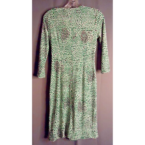 Roz & Ali Faux Wrap Sheath Dress Green White Polka Dot Stretch Womens Size XS - Picture 13 of 13